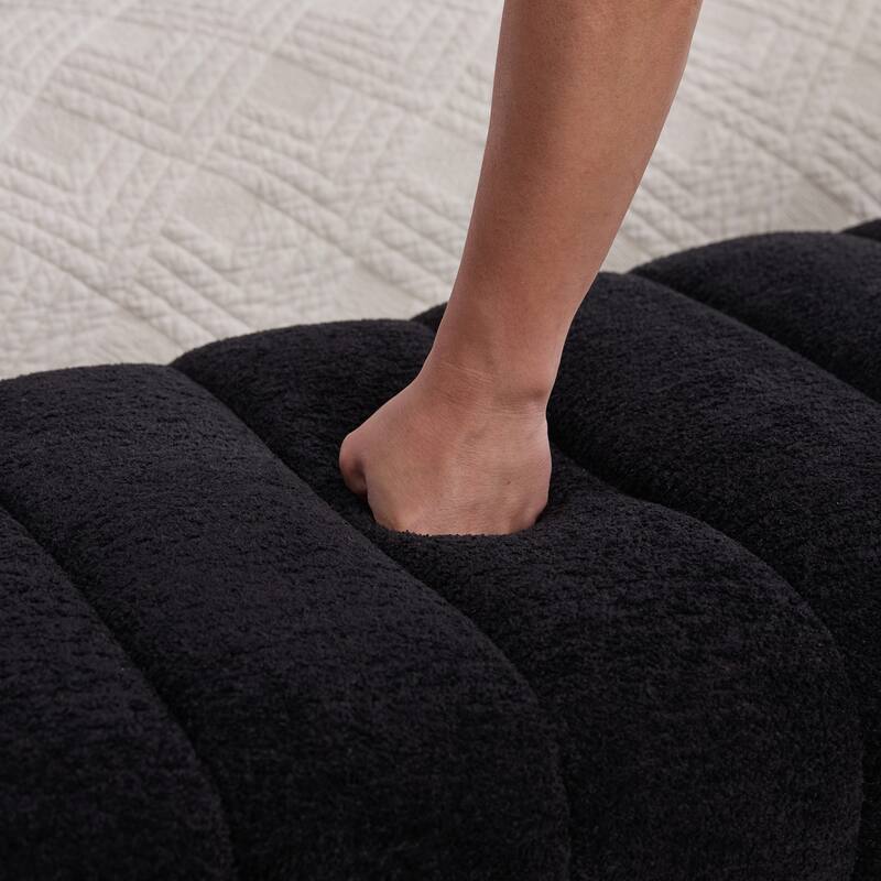 Channel Tufted Couch Daybed Chaise, Chenille Ottoman Foot Stool for Living Room and Bedroom