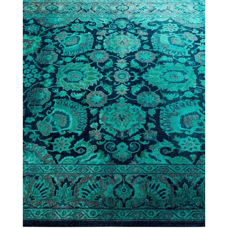 Overton Hand Knotted Wool Vintage Inspired Modern Contemporary Overdyed Navy Area Rug - 4' 2" x 6' 1"