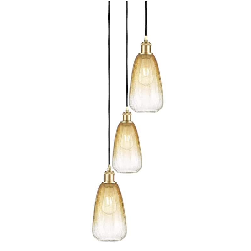 Innovations Lighting 113B-3P-40-13 Brookhaven Almond Pendant - Satin Gold / Amber