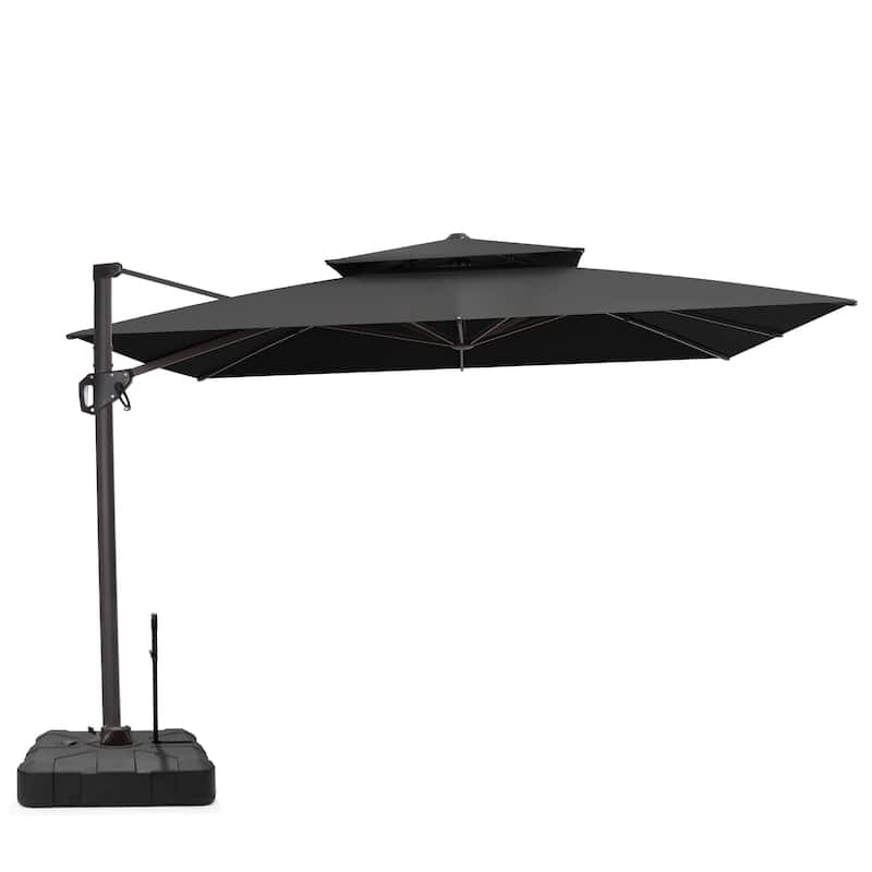 VredHom Offset Cantilever Patio Umbrella with 4-piece Fillable Base - Black