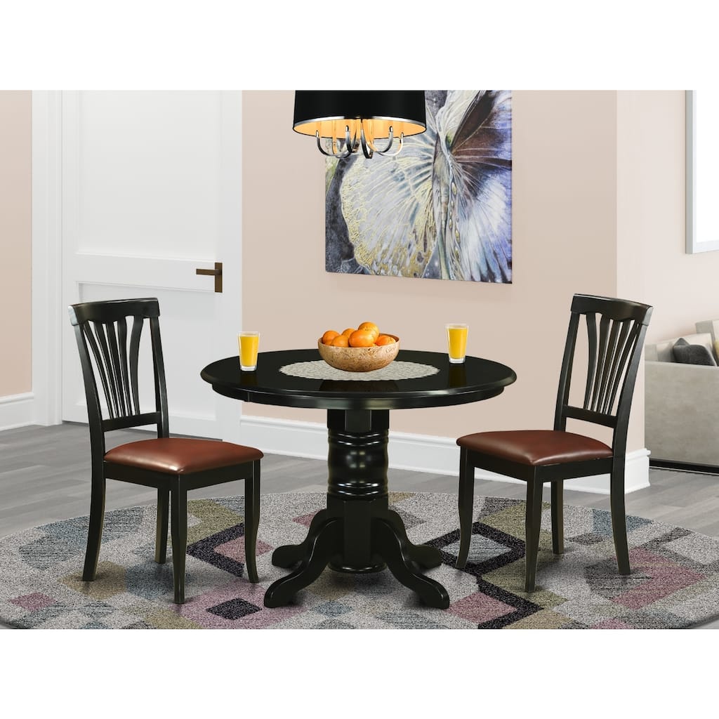 HomeStock 3-Pc Black Finish Solid Wood Top - Dining Room Set - Seats 4