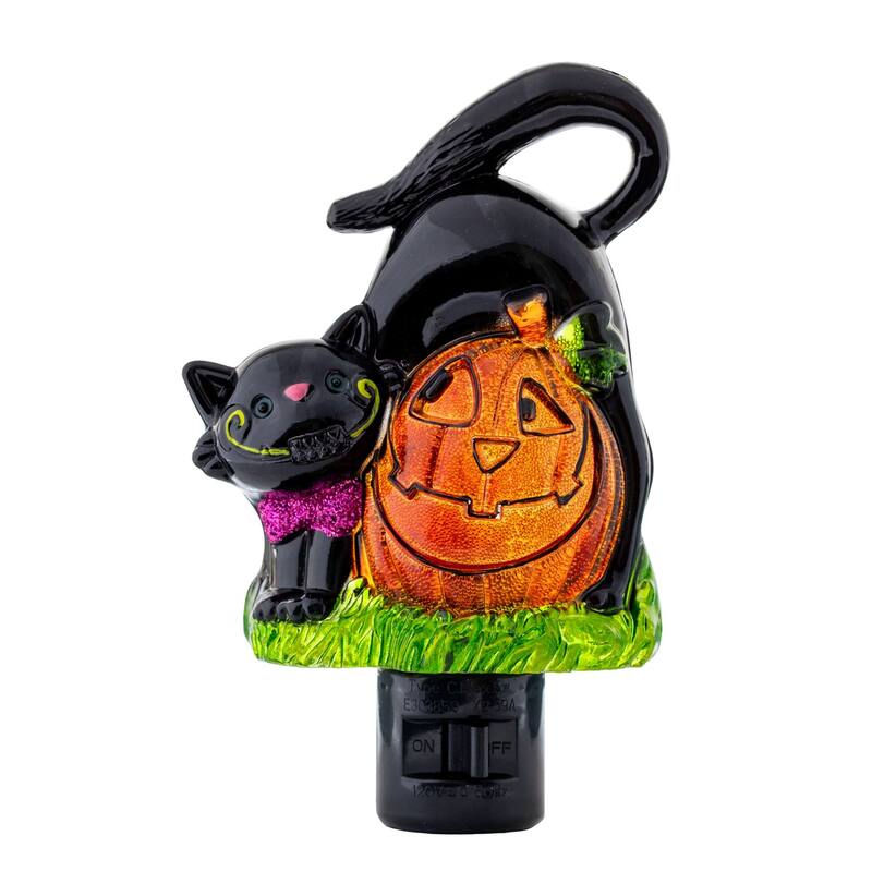 Novelty Lights LED Pumpkin Cat Halloween Night Light with Swivel Plug - PUMPKIN CAT