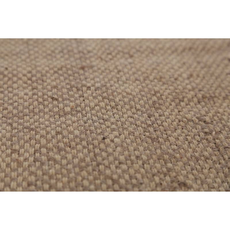 Earth Tone Brown Jute Kilim Oriental Area Rug Flatweave Jute Carpet - 9'9" x 11'4"