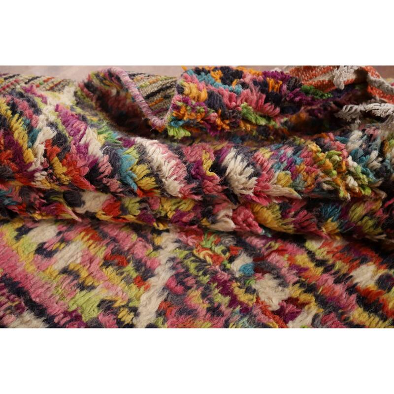 Trellis Moroccan Oriental Area Rug Hand-Knotted Wool Carpet - 6'1" x 9'6"