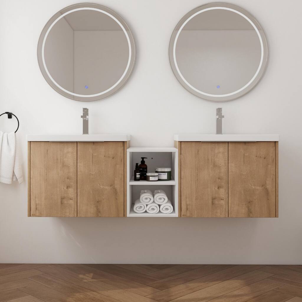 Beingnext 24"/36"/48"/60"/72"/84" Bathroom Vanity with Sink, Floating Bathroom Vanity with Soft Close Door and Shelf