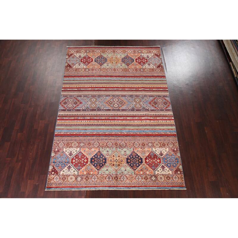 Vegetable Dye Super Kazak Oriental Wool Area Rug Hand-knotted Carpet - 6'7" x 9'8"