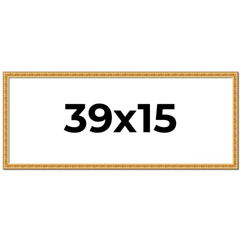 39x15 Frame Gold Real Wood Picture Frame Width 1 inches | Interior