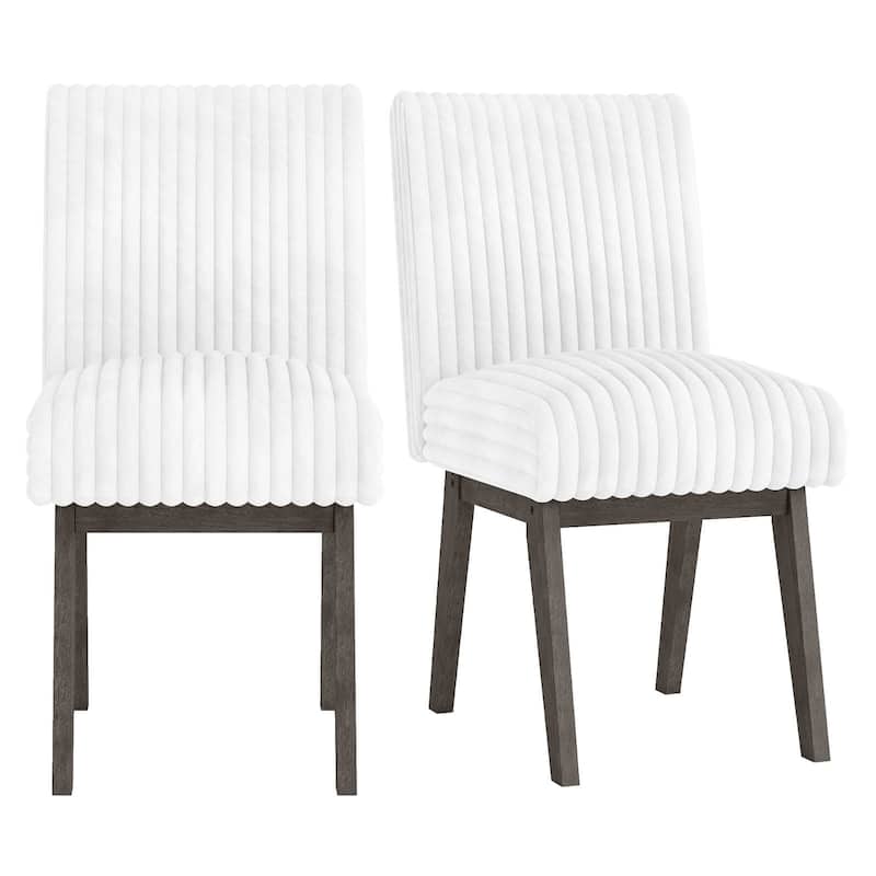 Costway Dining Chairs Set of 2/4 with Padded Seat, Rubber Wood Legs & - White + Gray - 2 PCS - Set of 2
