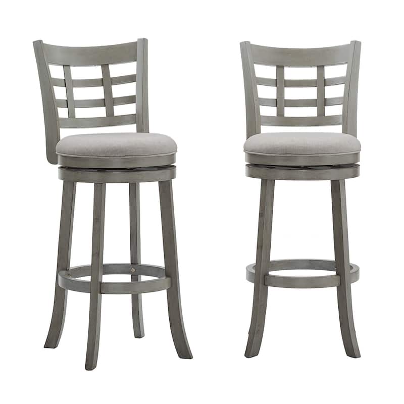 Rovinj Upholstered Back Swivel Bar Stool - Barstool - Antique Grey-Grey Linen-Window Back