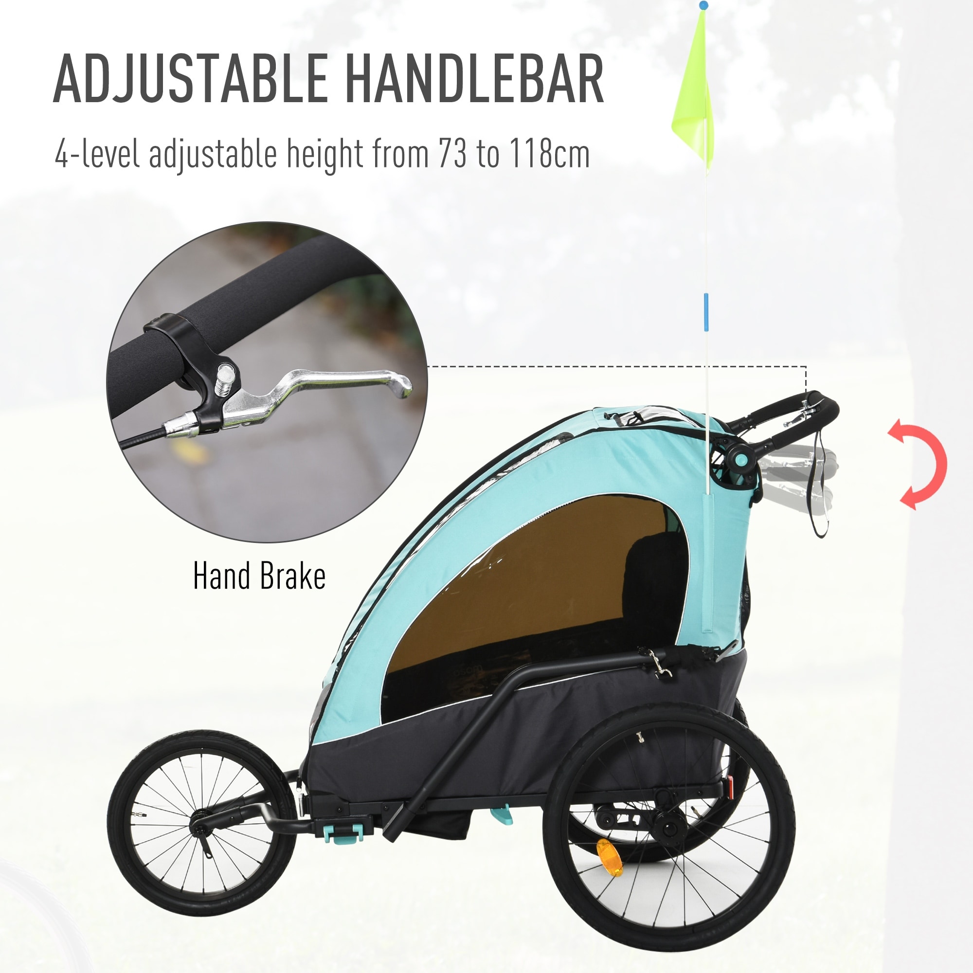 Aosom 3 in 1 Folding Child Bike Trailer Jogging Baby Stroller