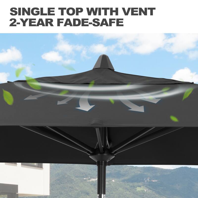Pellebant Outdoor 9 x 5 FT Patio Market Umbrella Rectangular with Wheels Base