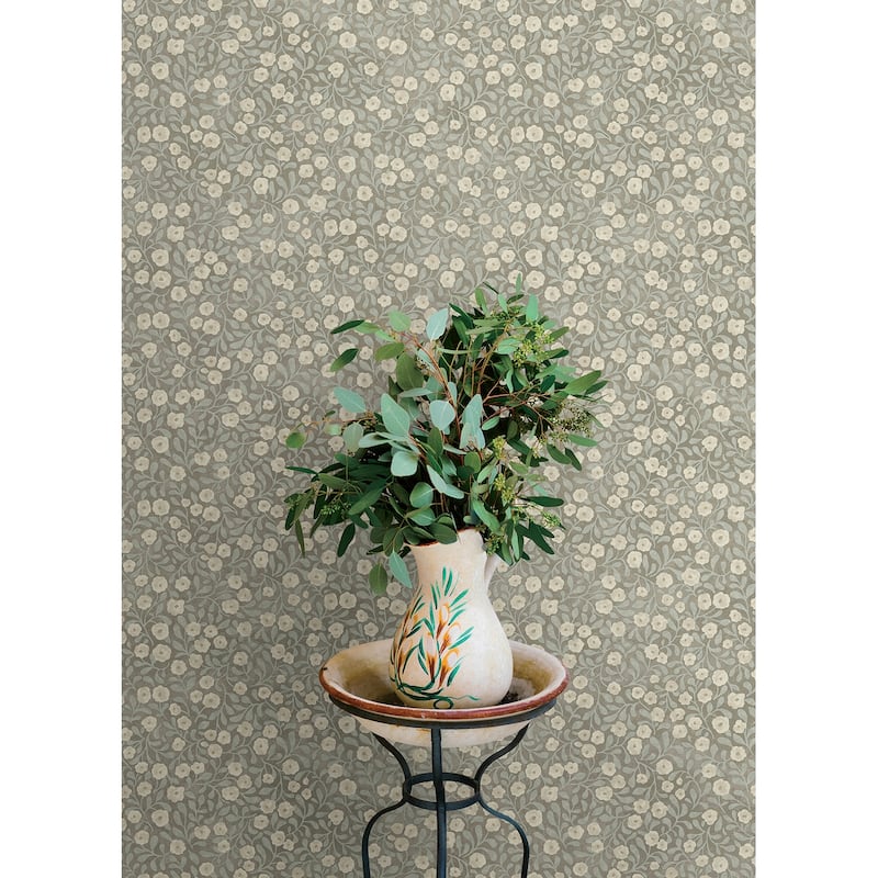 Chesapeake Poppy Trail Aqua Floral Wallpaper