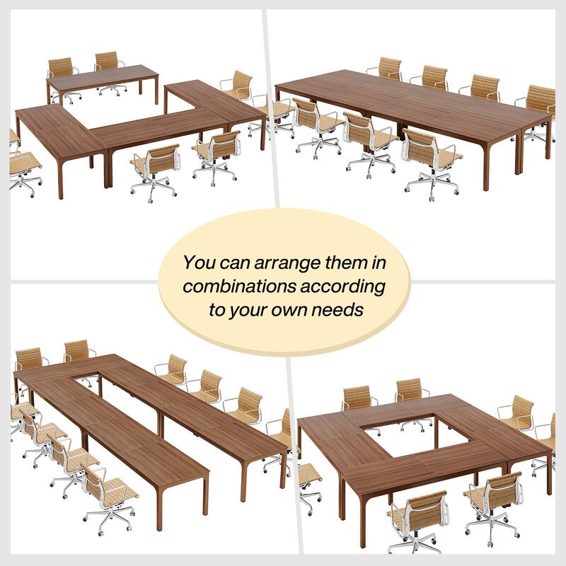 Long Conference Table Set of 4, 13FT Large Rectangle Meeting Seminar Table, 78.74-Inch Business Tables