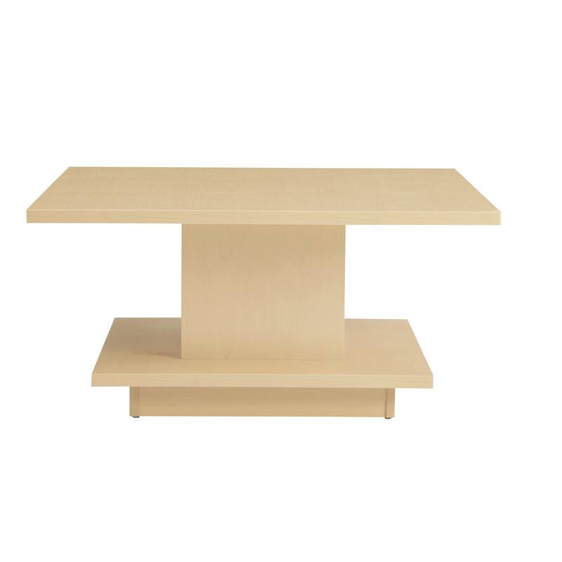 Ross Modern Square Coffee Table with Wrap Around Base Shelf and Hidden Storage by Strick & Bolton