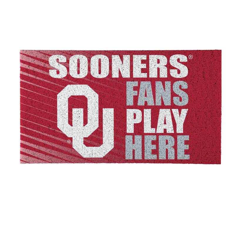 28 in. x 16 in. University of Oklahoma "Fans Play Here" PVC Door Mat