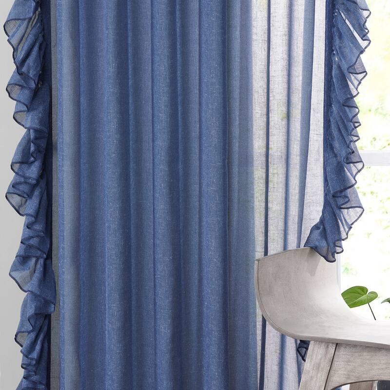 Exclusive Fabrics Faux Linen Ruffle Sheer Curtain (1 Panel)