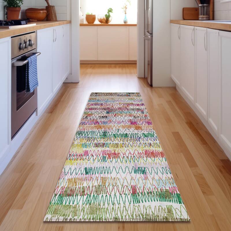 Premium Washable Super Soft Modern Glam Mayfield Rug - Green - 2' 3" x 7' 6"