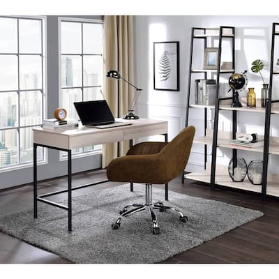 Modern Desk with Drawer - Natural Black Computer Writing Table for Home Office