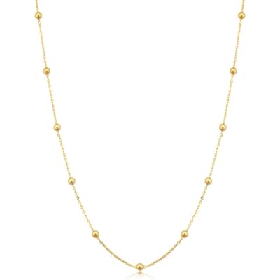 14k Yellow Gold Filled 3 mm Ball Station Satellite Necklace For Women (16, 18, 20, 24 or 30 inches)
