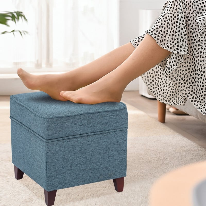 Adeco Square Storage Ottoman 17 inch Footstool
