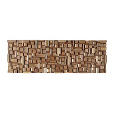 Mango Wood Abstract Handmade Geometric Block Panel Home Wall Decor - Brown - Roche River Decor