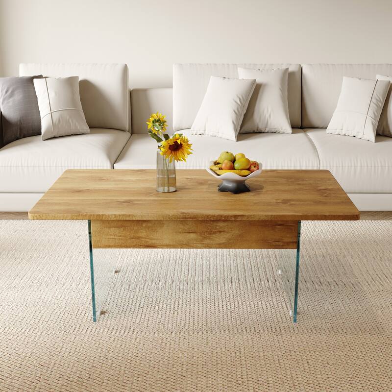 Anmytek Lift Top Coffee Table with Storage Wood Texture Modern Convertible Desk for Small Space Living Room