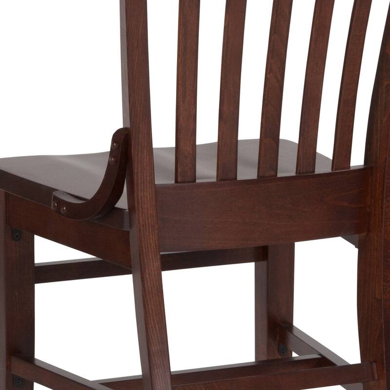 School House Back Wooden Restaurant Dining Chair - 18.5"W x 21.5"D x 35"H
