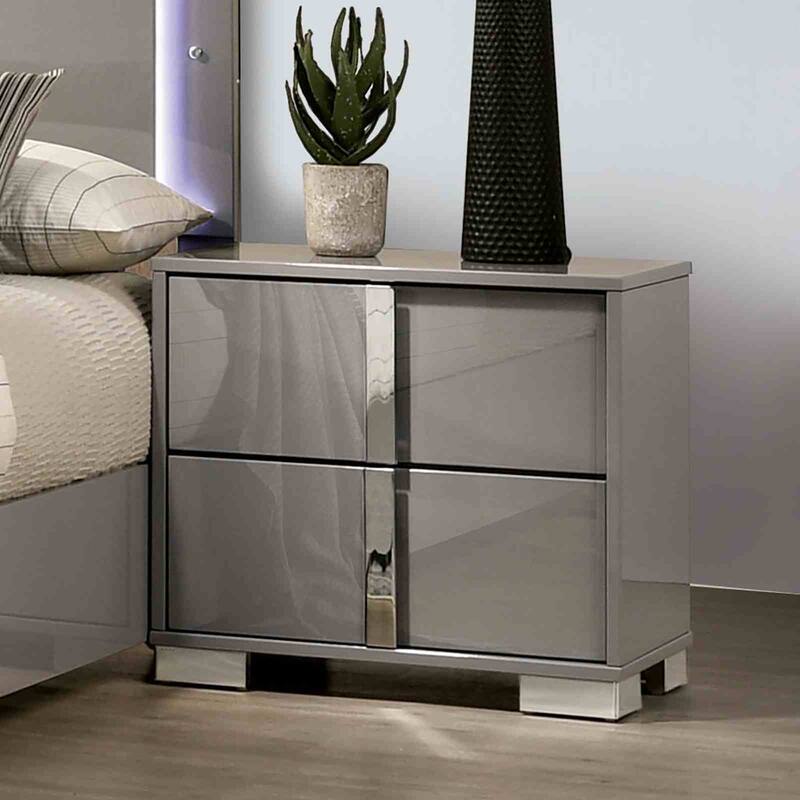 Modern Contemporary 4-Pc Light Taupe Bedroom Set With UV Finish