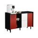 preview thumbnail 35 of 38, Sideboard Cabinet with Doors & 2 Drawers, Freestanding Coffee Bar Cabinet, Accent Cabinet with 2 Open Storage Compartment