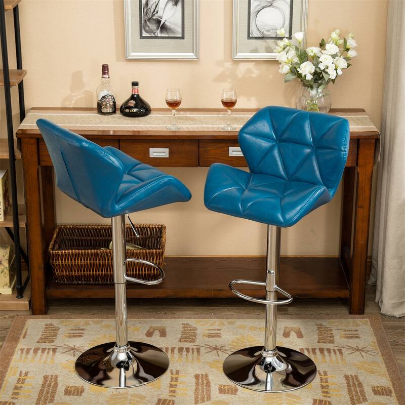 Contemporary Tufted Adjustable Height Hidraulic Bar Stools, Set of 2