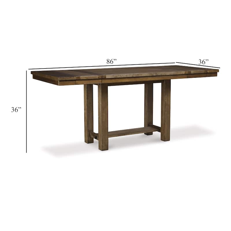 Chip Counter Height Dining Table with Tenon Pedestal Base, Nutmeg Wood