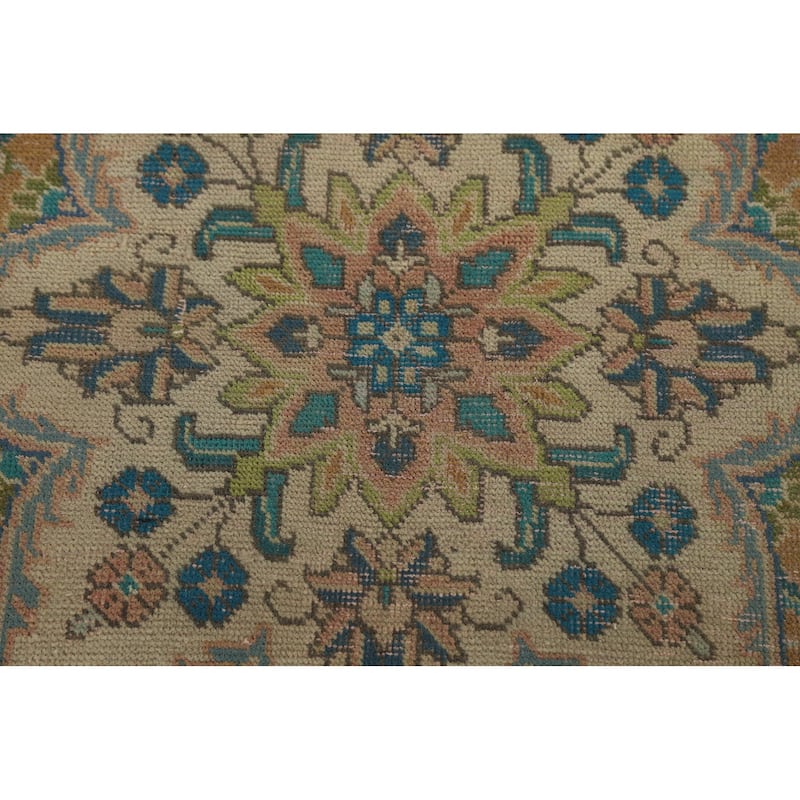 Tabriz Persian Vintage Rug Handmade Traditional Orange Wool Carpet - 9'7" x 12'10"