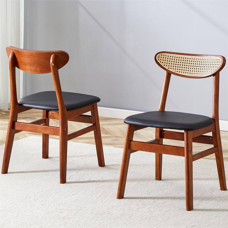 The Stylish And Durable Solid Wood Dining Chair,PU Cushion,Set of 2