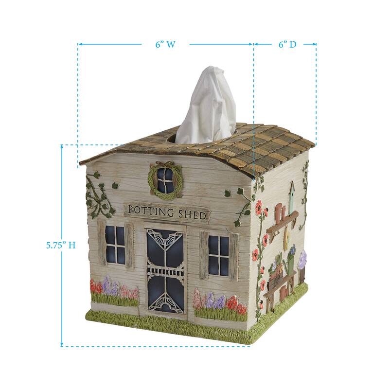Park Designs Spring Garden Tissue Box Cover - Beige - 6 x 6 x 5.75