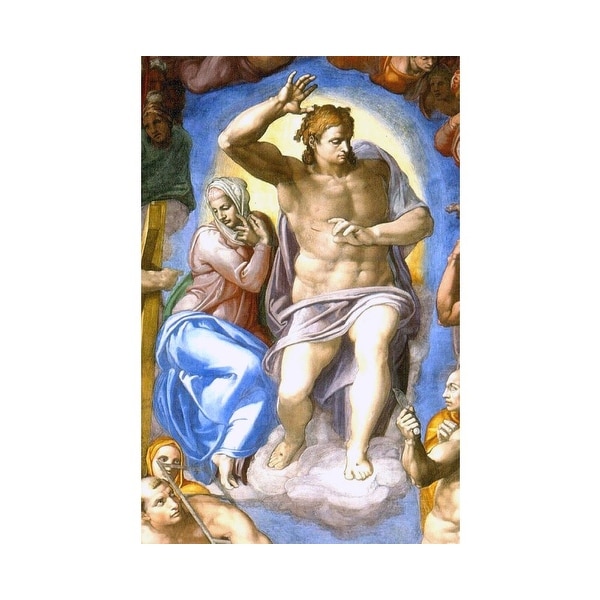 Easy Art Prints Michelangelo's 'Christ and Mary, Sistine Chapel' Premium Canvas Art