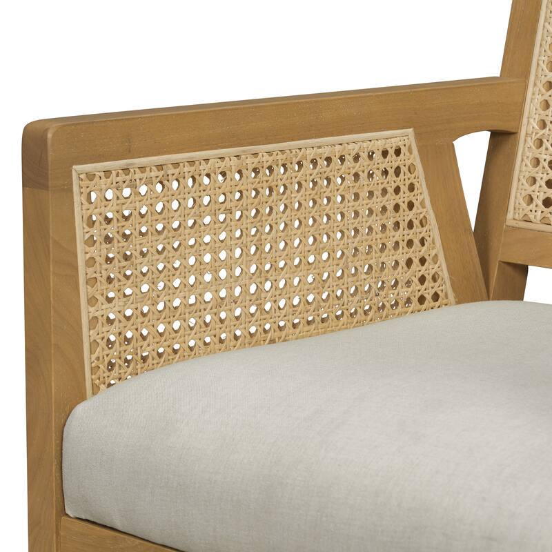 Christopher Knight Home - Set of 2 Coastal Rattan Upholstered Dining Chair with Solid Rubber Wood Frame