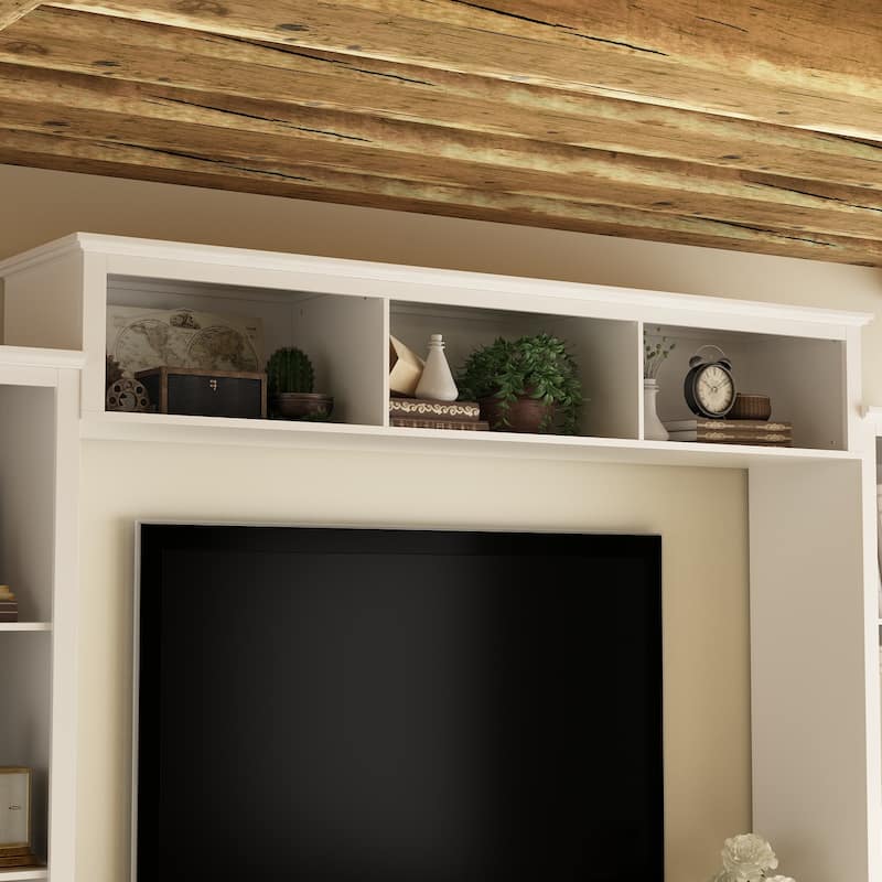 Large Modern Wood Entrainment Centers in White TV Stand Wall Cabinet