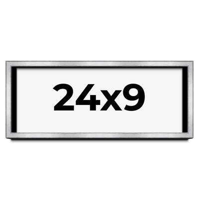 24x9 Shadow Box Frame Silver | 1.375 Inches Deep Real Wood
