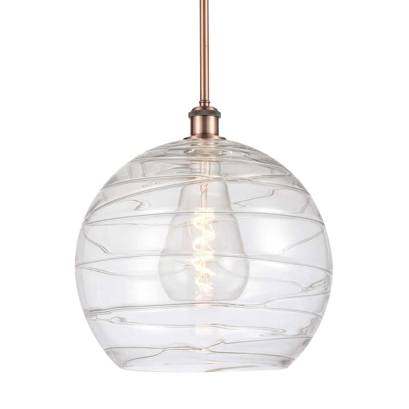 Innovations Lighting 516-1S-15-14 Athens Pendant Athens 14" Wide - Antique Copper / Clear Deco Swirl