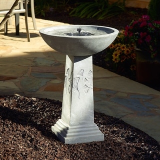 Gingko intelliSOLAR Birdbath with Remote - Weathered Stone - N/A