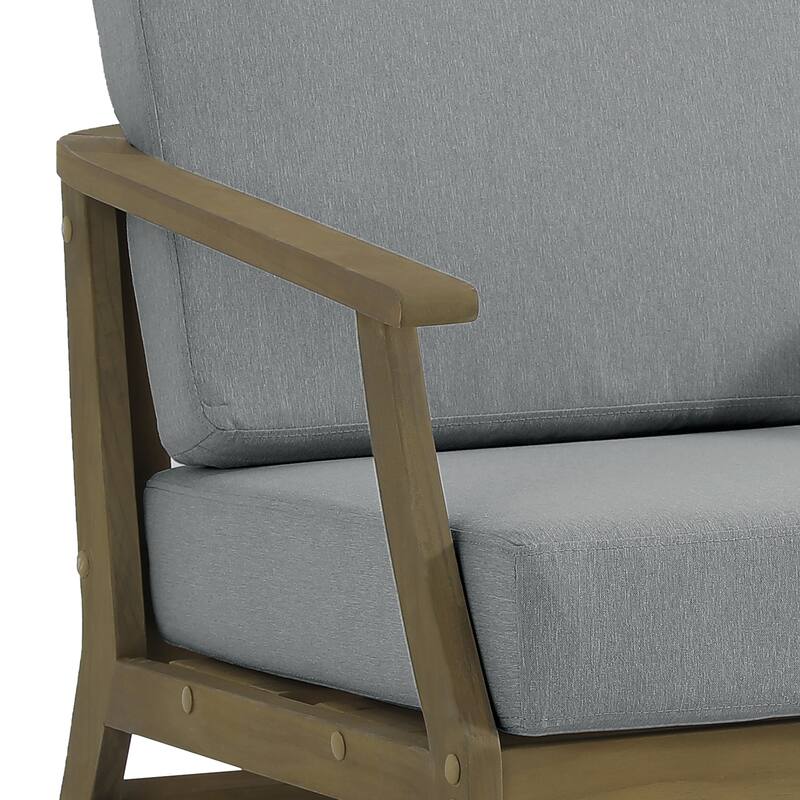 2 Set Patio Teak Wood Outdoor Chair and Side Table Set with Cushions