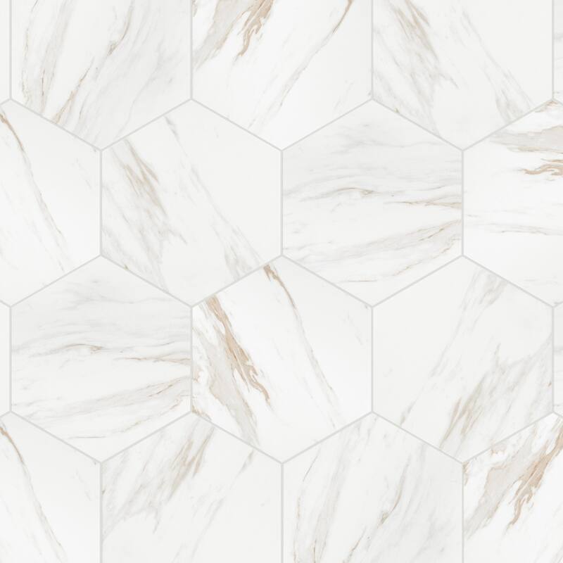 Merola Tile Eterno Hex Carrara 8-5/8" x 9-7/8" Porcelain Floor and Wall Tile