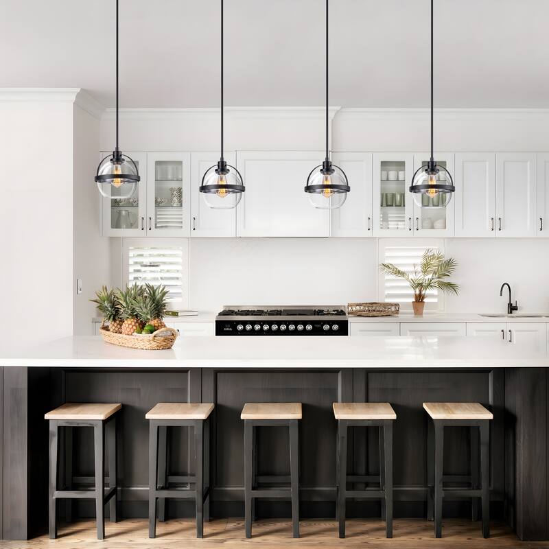 Starsky 1-Light 9in. Modern Globe Chandelier Single Glass Pendant Light(Set of 2)