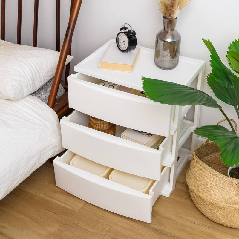 IRIS USA® Nesting Stacking Wide Chest 29.5 Qt - White - Set of 2