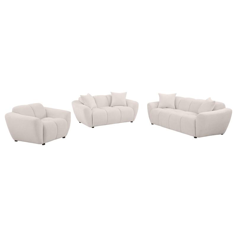 Destino Chenille Splayed Arm Sofa Set Greige - 3 Piece