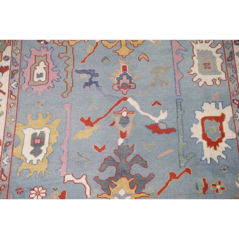 Transitional Blue Oushak Area Rug Handmade Oriental Wool Carpet - 8'1"x 9'10"