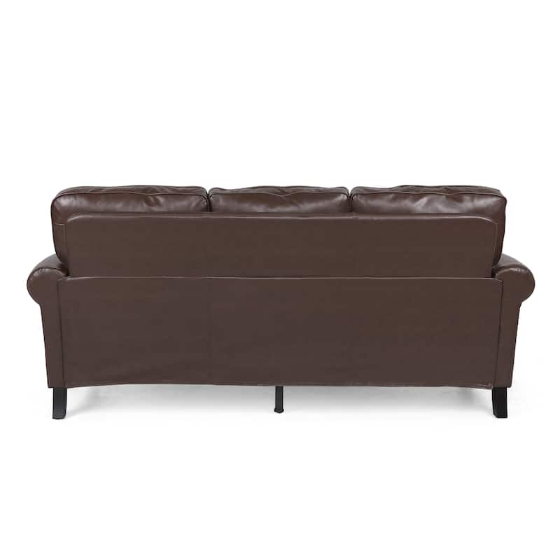 Dowd Faux Leather 3 Seater Sofa with Nailhead Trim by Christopher Knight Home