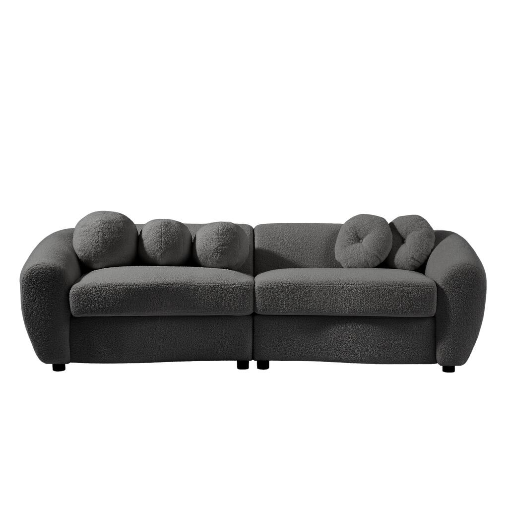 87.7" Modern Curved Sofa, Back Upholstered Couch