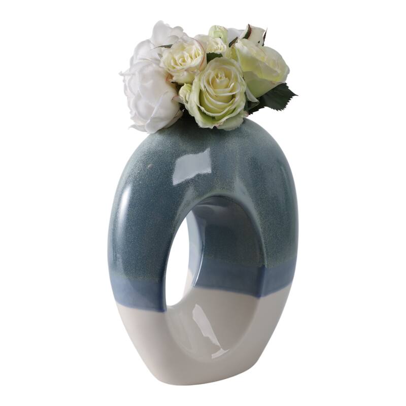 Earthenware Decorative Vase Modern Open Center Handmade Organic Shape