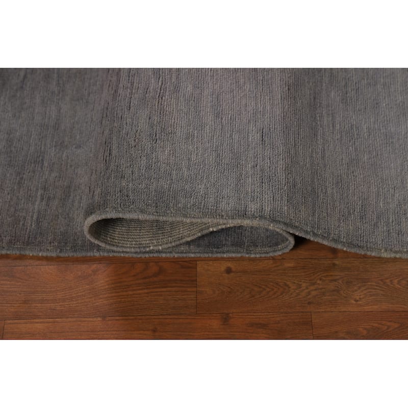 Modern Gray Gabbeh Oriental Area Rug Hand-Knotted Solid Wool Carpet - 5'1" x 6'5"